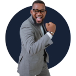 A confident insurance professional celebrating success